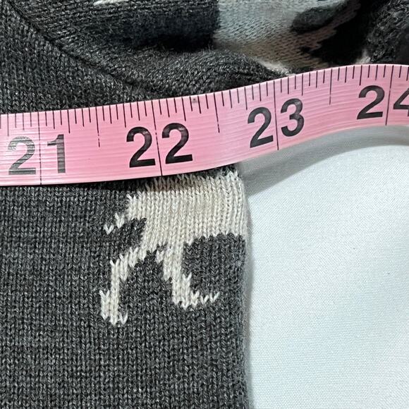 Lerros XL Reindeer Knit Sweater Gray Crewneck Winter Holiday Nordic Pullover - Picture 6 of 11
